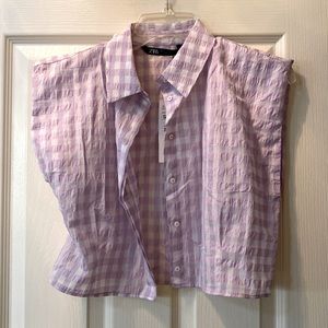 Zara sleeveless gingham blouse - size S, NWT